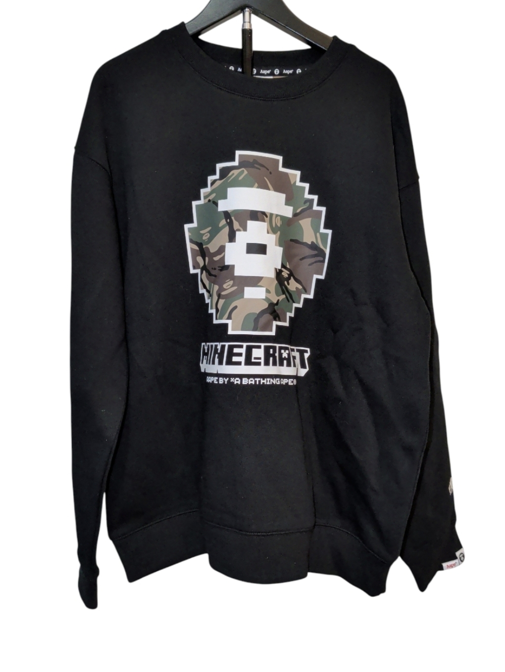 New AAPE X Minecraft Camo Black Sweatshirt - Picture 3 of 12